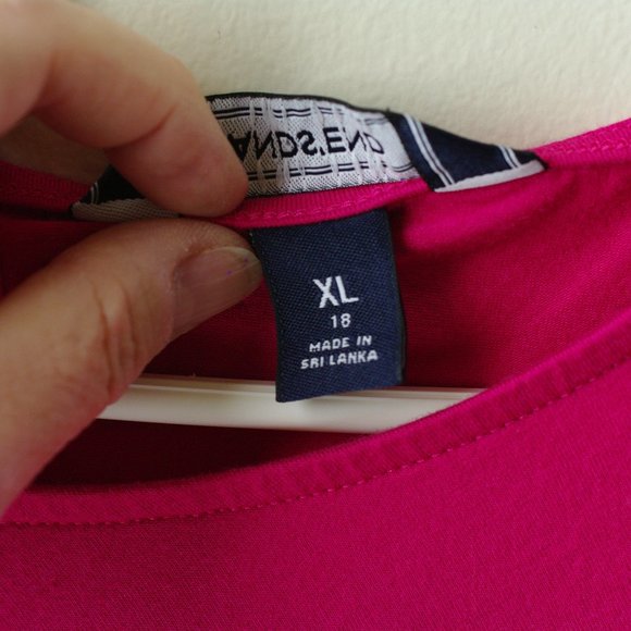 Lands' End Hot Pink Jersey Knit/Poly Combo T-Shirt - Picture 4 of 7